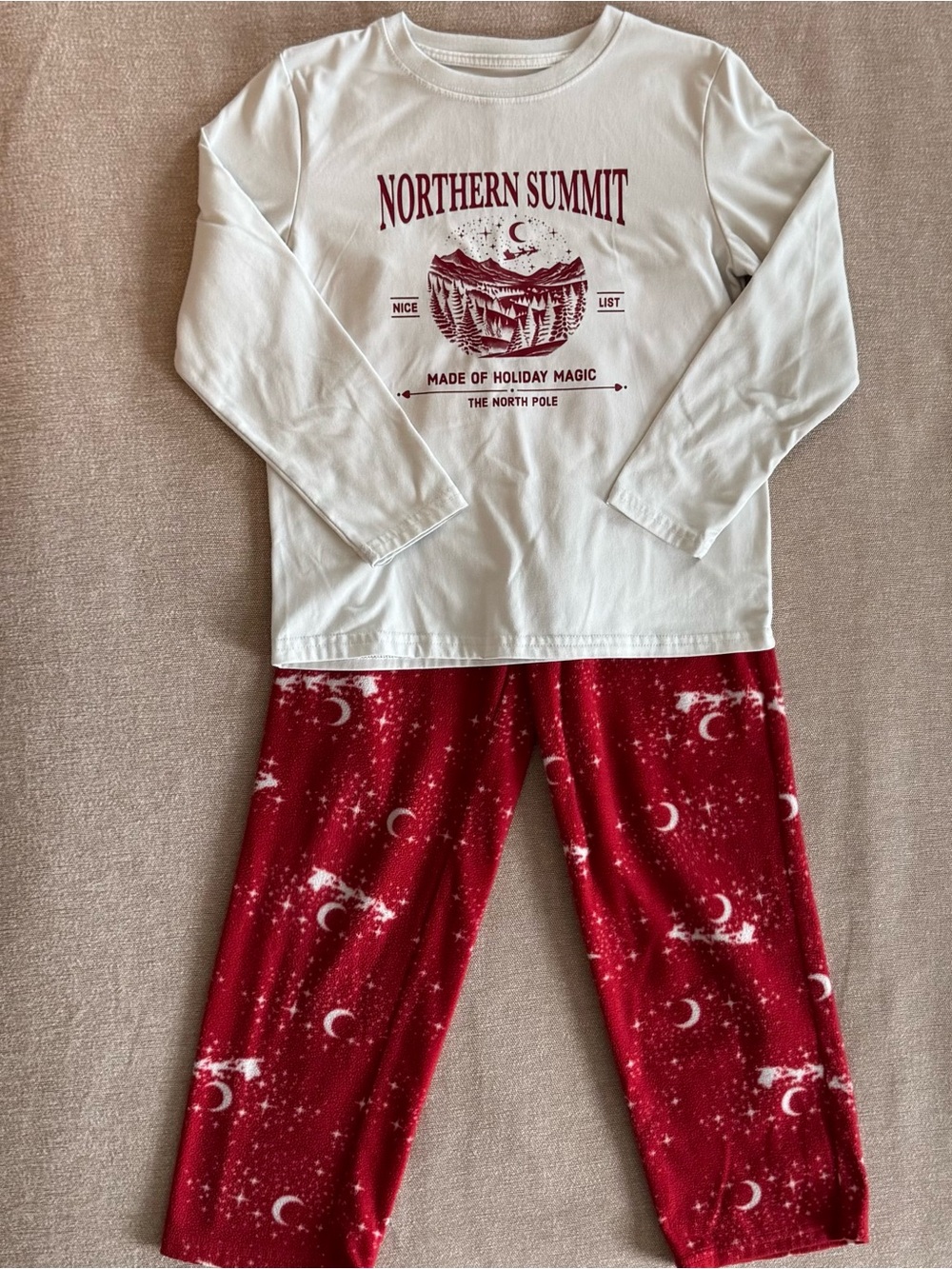 Cat & Jack White Top with Red Graphic and Red Moon-Print Pajama Pants